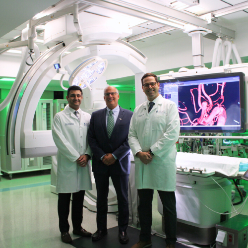 Shahin Manoochehri, MD; Charles F. Barbera, MD; and Brandon K. Root, MD, pose for a photo.