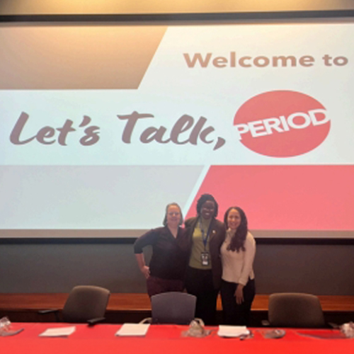 Panelists; Dr. Olubunmi Ojikutu, Dr. Laila Muallem, and Dr. Karen Wang, at the Let's Talk, Period event.