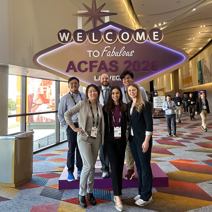 Phoenixville Podiatric Residency attends the 2026 ACFAS Conference from left to right:  Justine Cardino, DPM, Nate Fletcher, DPM, Khoa Nguyen, Emily Kim, DPM, Katie Yacu, DPM and Amanda Ress Liere, DPM.
